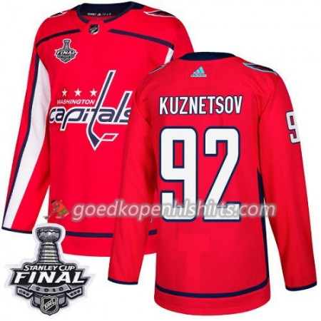 Washington Capitals Evgeny Kuznetsov 92 2018 Stanley Cup Final Patch Adidas Rood Authentic Shirt - Mannen